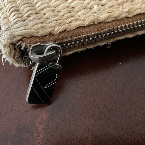 Authentic FURLA - Cream Straw Brown Leather Handbag - Picture 11 of 15